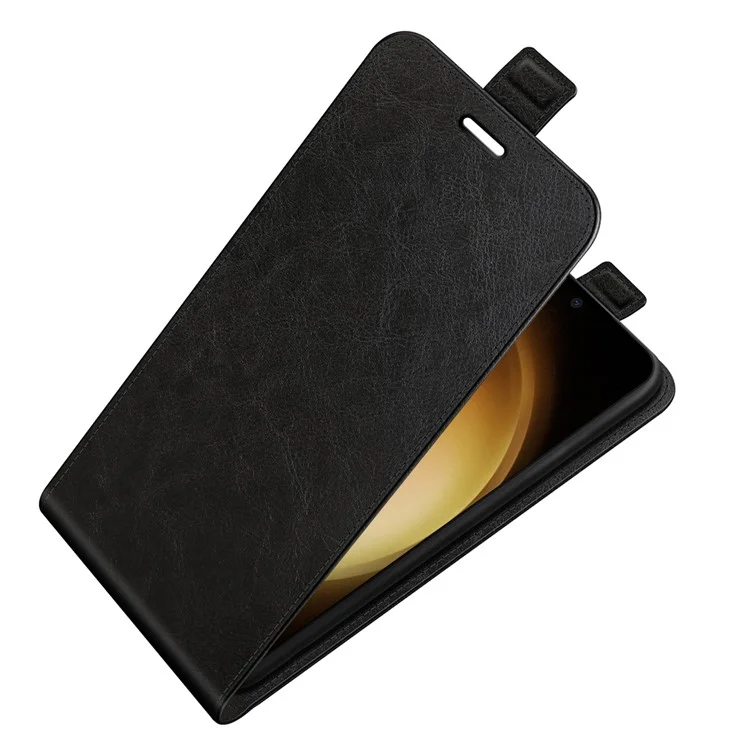 For Samsung Galaxy S24+ Case PU Leather Vertical Flip Phone Cover - Black