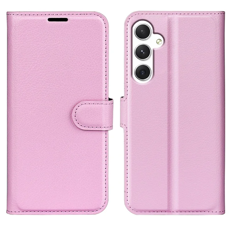 For Samsung Galaxy S24 Case Magnetic Closure Litchi Texture Leather Phone Cover - Pink