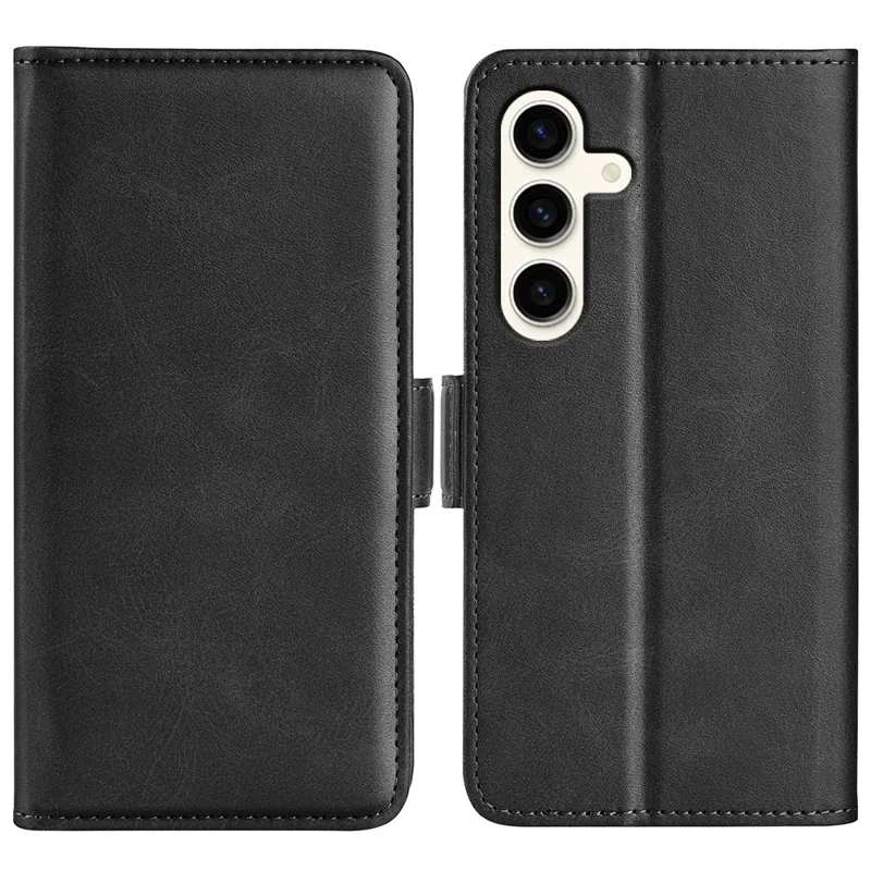 Fodral till Samsung Galaxy S24+ med dubbla magnetiska spännen, PU-läder, svart