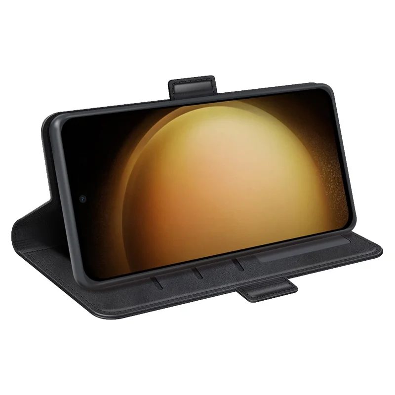 Fodral till Samsung Galaxy S24+ med dubbla magnetiska spännen, PU-läder, svart