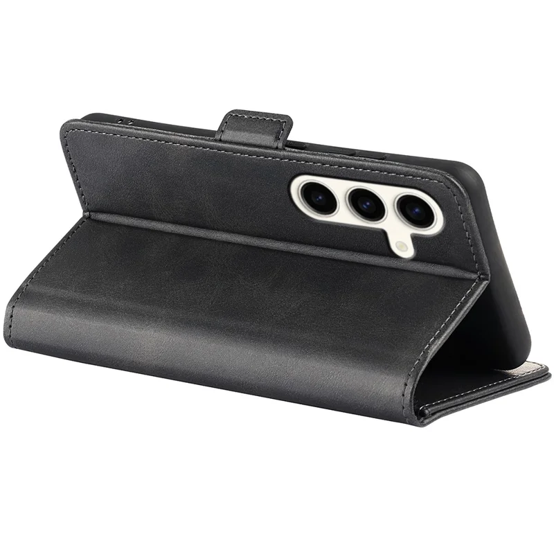 Fodral till Samsung Galaxy S24+ med dubbla magnetiska spännen, PU-läder, svart