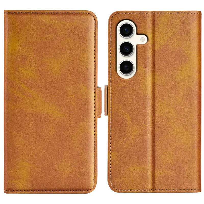 Coque pour Samsung Galaxy S24+ Dual Magnetic Clasp Folio PU Leather Phone Cover - Jaune
