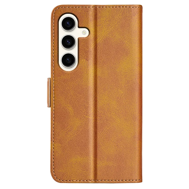Coque pour Samsung Galaxy S24+ Dual Magnetic Clasp Folio PU Leather Phone Cover - Jaune