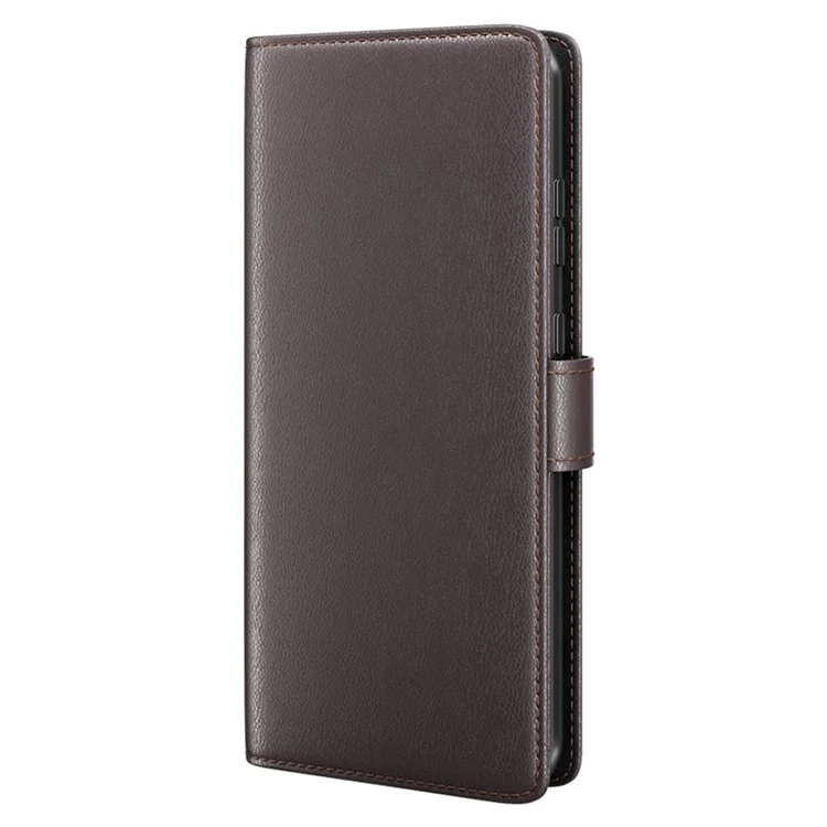 Pour Xiaomi 14 Pro Case Genuine Split Leather Stand Wallet Folio Cover - Brown