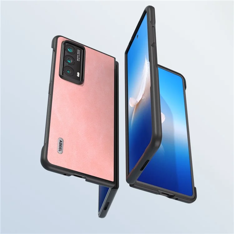 ABEEL Pour l'honneur Magie Vs2 5G Étui en cuir PU + Housse de téléphone pliante en PC - Rose 