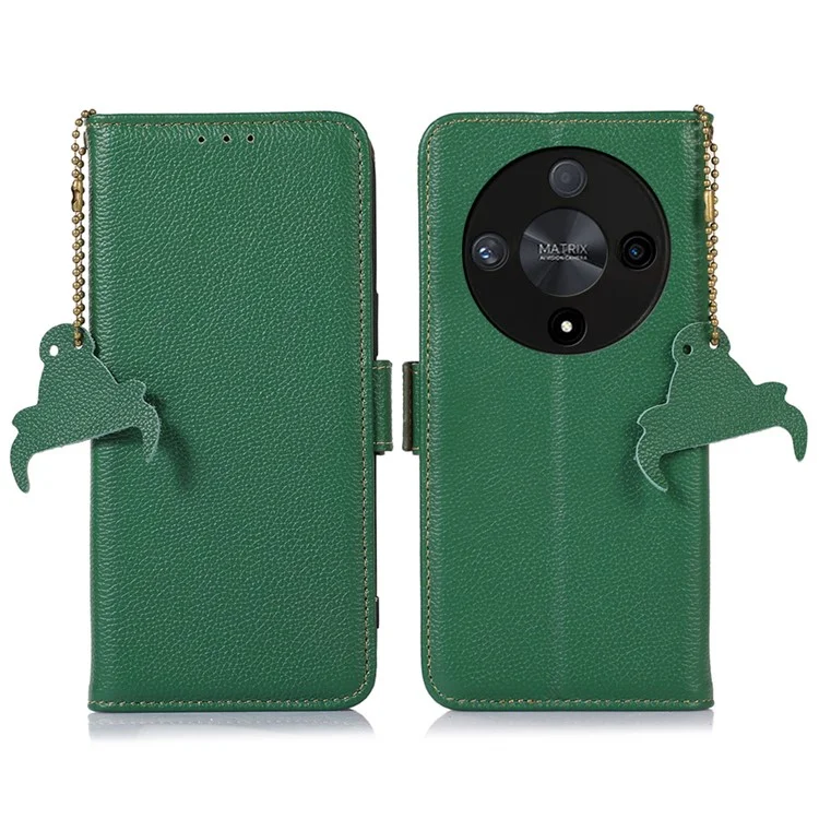 For Honor X9b 5G / Magic6 Lite 5G Case RFID Blocking Wallet Phone Stand Cover - Green