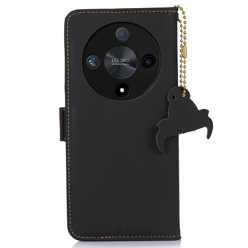 Etui na Honor X9b 5G / Magic6 Lite 5G, jedwabna skórzana koperta portfelowa - Czarny