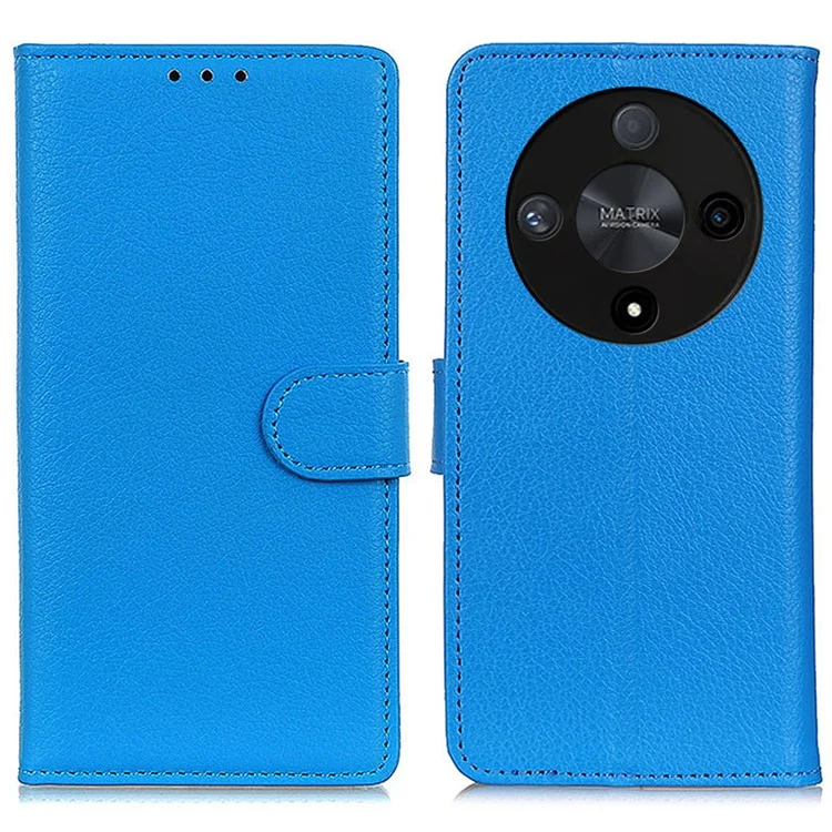For Honor X9b 5G / Magic6 Lite 5G Case Litchi Texture Stand Leather Phone Cover - Blau