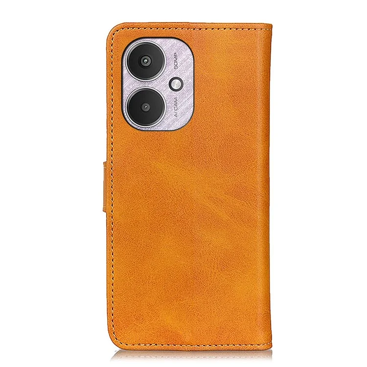 For Xiaomi Redmi 13C 4G / 13C 5G / Poco C65 4G / Poco M6 5G / 13R 5G Case Wallet Cowhide Texture Phone Stand Cover - Brown