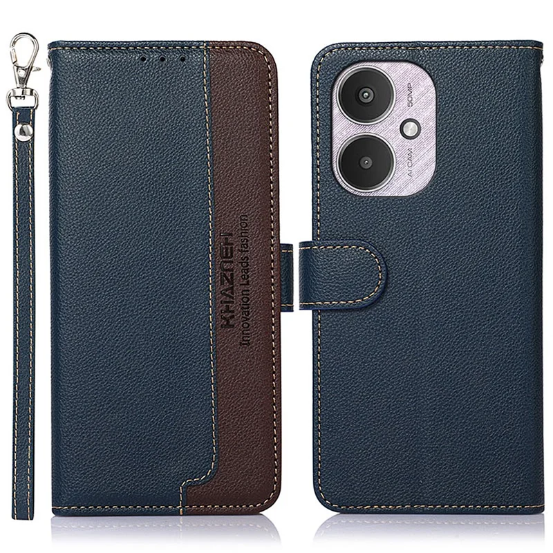 KHAZNEH For Xiaomi Redmi 13C 4G / 13C 5G / Poco C65 4G / Poco M6 5G / 13R 5G Case RFID Blocking Phone Leather Cover - Blue