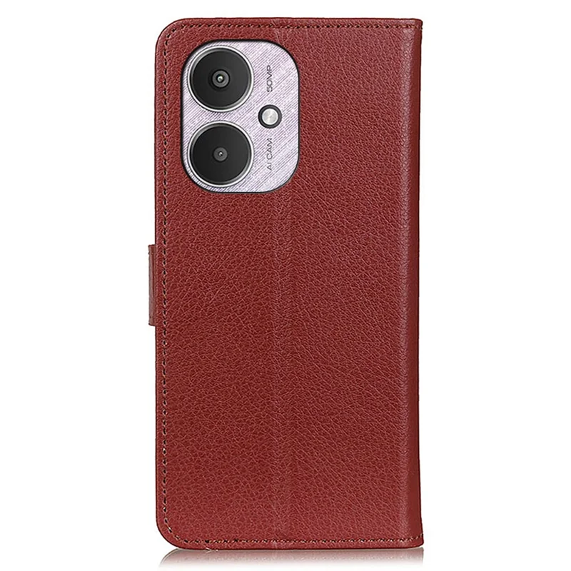 For Xiaomi Redmi 13C 4G / 13C 5G / Poco C65 4G / Poco M6 5G / 13R 5G Case Drop-Proof Leather Phone Wallet Cover - Brown
