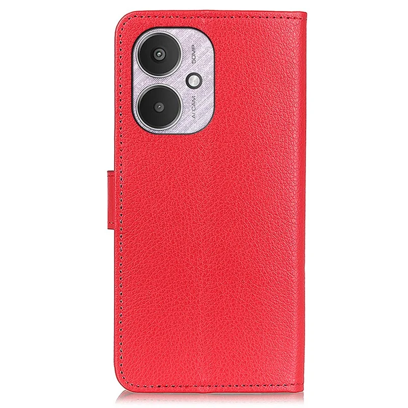 For Xiaomi Redmi 13C 4G / 13C 5G / Poco C65 4G / Poco M6 5G / 13R 5G Case Drop-Proof Leather Phone Wallet Cover - Red