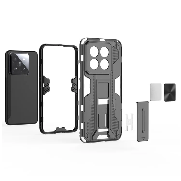 Per Xiaomi 14 Pro Case Anti-scratch PC+TPU Kickstand Phone Back Cover - Nero