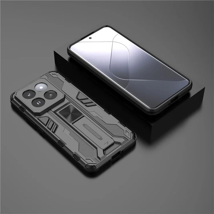 Per Xiaomi 14 Pro Case Anti-scratch PC+TPU Kickstand Phone Back Cover - Nero