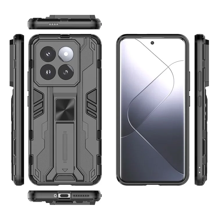 Per Xiaomi 14 Pro Case Anti-scratch PC+TPU Kickstand Phone Back Cover - Nero