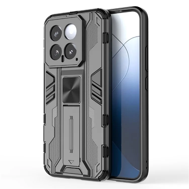 For Xiaomi 14 Case PC+TPU Anti-drop Phone Cover with Foldable Kickstand - Black