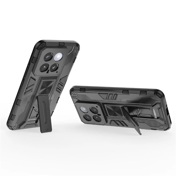 For Xiaomi 14 Case PC+TPU Anti-drop Phone Cover with Foldable Kickstand - Black