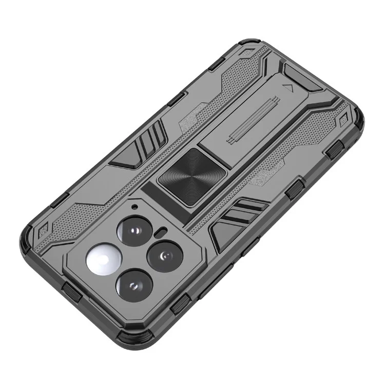 For Xiaomi 14 Case PC+TPU Anti-drop Phone Cover with Foldable Kickstand - Black