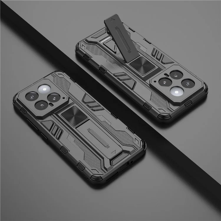 For Xiaomi 14 Case PC+TPU Anti-drop Phone Cover with Foldable Kickstand - Black