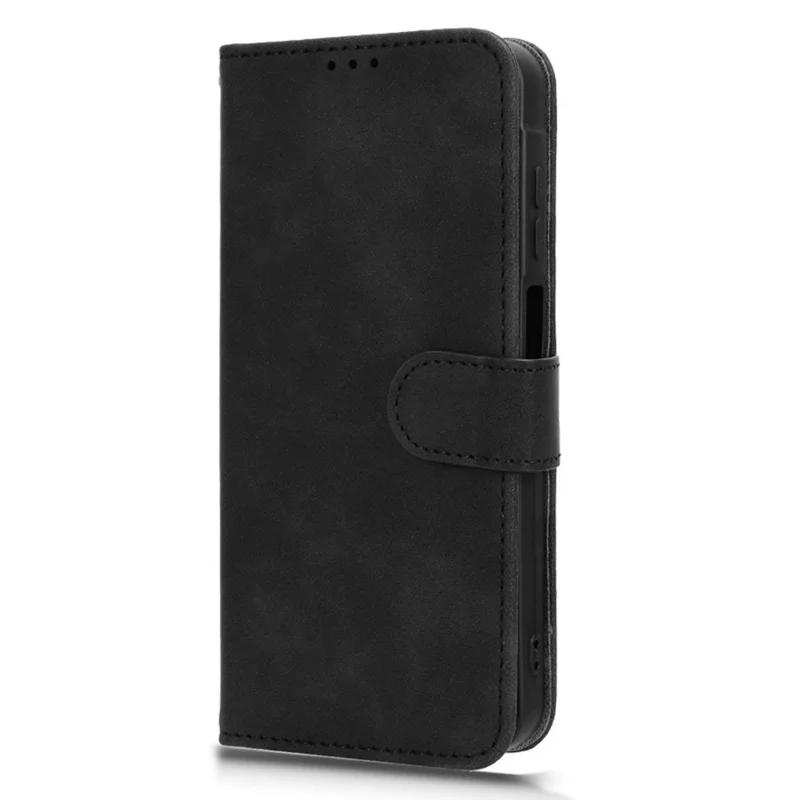 For Samsung Galaxy A25 5G (Global) (161.0 x 76.5 x 8.3mm)  Skin-touch Case Scratch-resistant Leather Wallet Phone Cover - Black