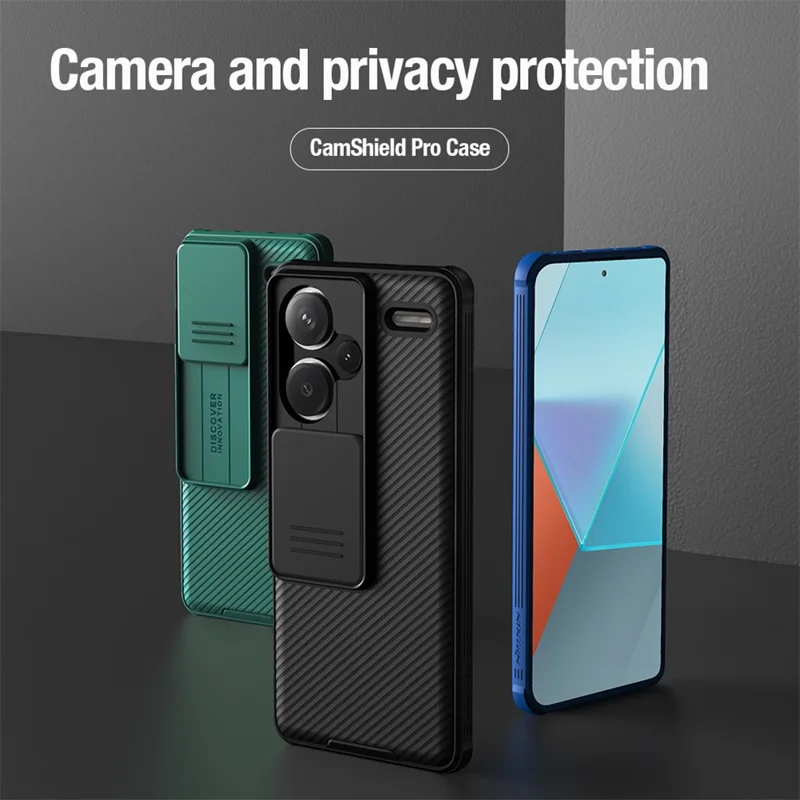 NILLKIN CamShield Pro Series For Xiaomi Redmi Note 13 Pro+ 5G Case PC+TPU Smart Phone Cover + Slide Camera Lid - Blue