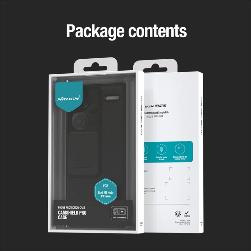 NILLKIN CamShield Pro Series For Xiaomi Redmi Note 13 Pro+ 5G Case PC+TPU Smart Phone Cover + Slide Camera Lid - Blue