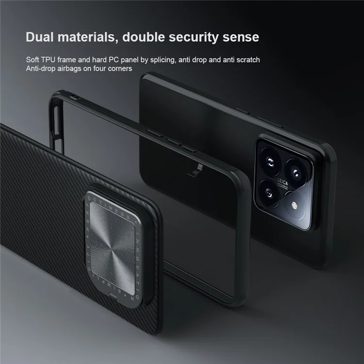 NILLKIN CamShield Prop Series for Xiaomi 14 Phone Case Lens Lid Anti-drop Kickstand Cover - Green