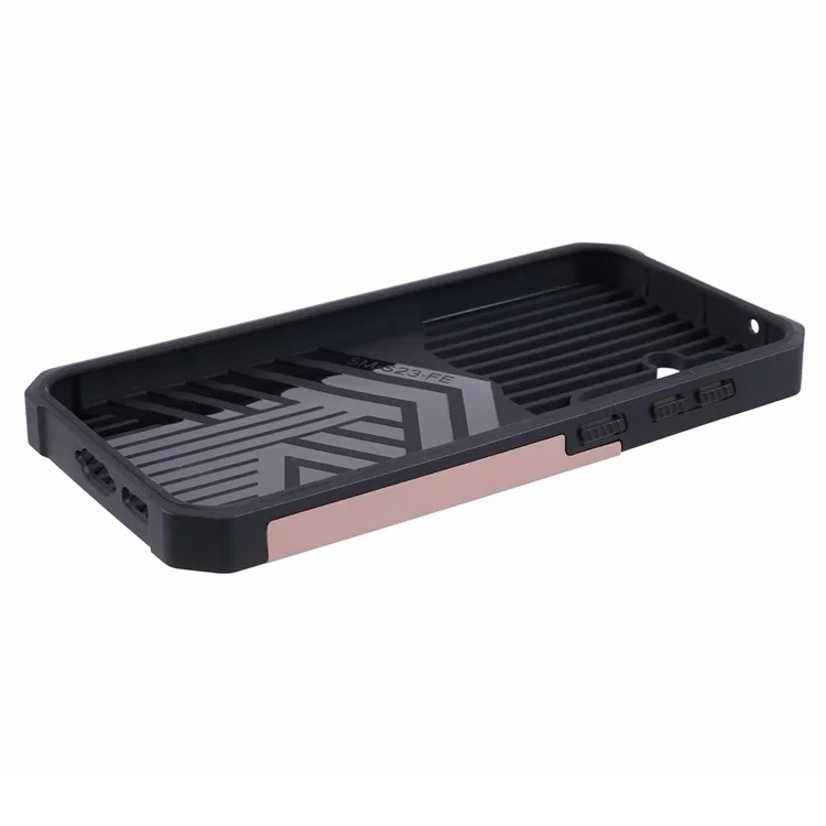For Samsung Galaxy S23 FE Case Slide Lens Lid Kickstand Phone Cover with Card Holder - Rose Gold