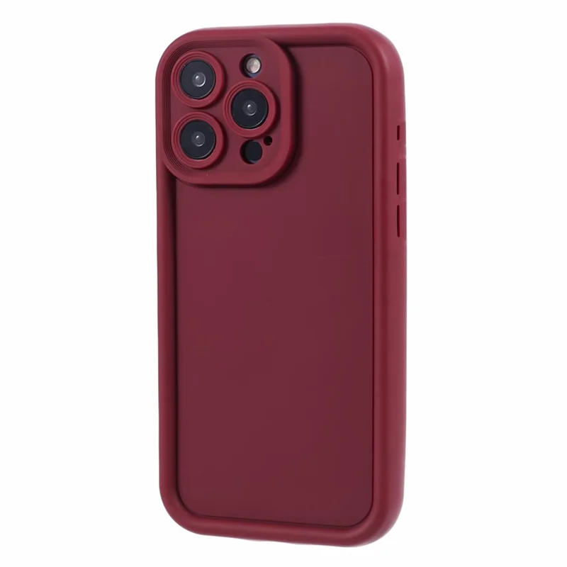 For iPhone 15 Pro Matte Phone Case Soft TPU Drop Protection Phone Cover - Wine Red