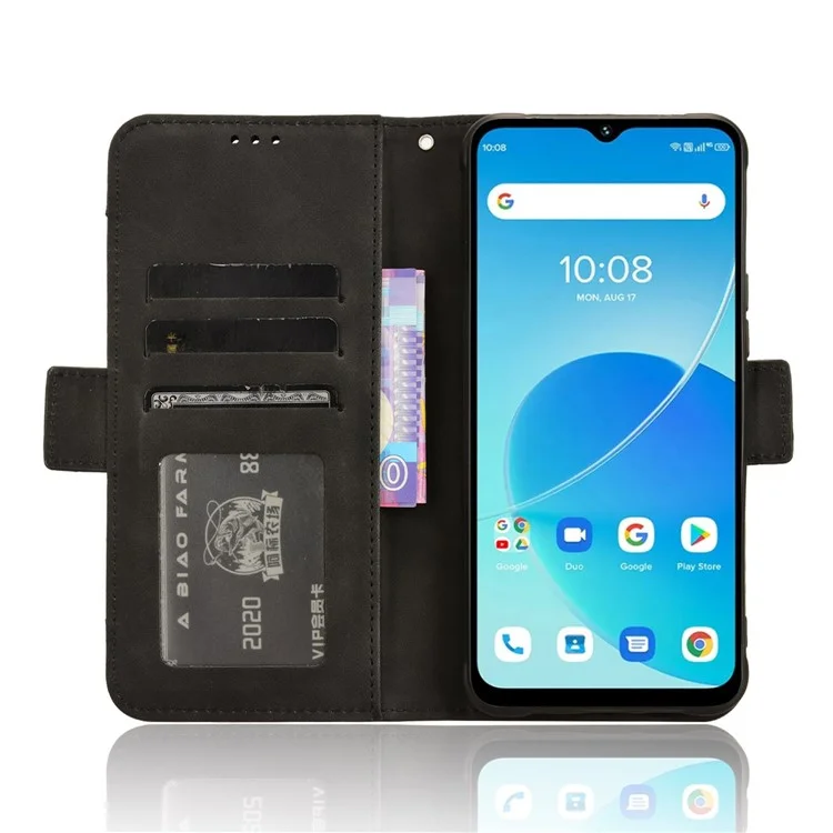 Pour Umidigi G5 Mecha Phone Case Anti-scratch Slim-Fit Leather Wallet Stand Cover - Noir