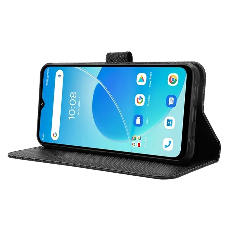 Für Umidigi G5 / G5A Hülle PU-Leder Diamanttextur Flip Schutzhandyhülle - Schwarz