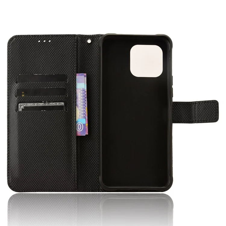 Für Umidigi G5 / G5A Hülle PU-Leder Diamanttextur Flip Schutzhandyhülle - Schwarz