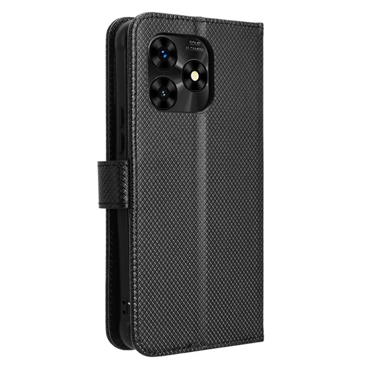 Für Umidigi G5 / G5A Hülle PU-Leder Diamanttextur Flip Schutzhandyhülle - Schwarz