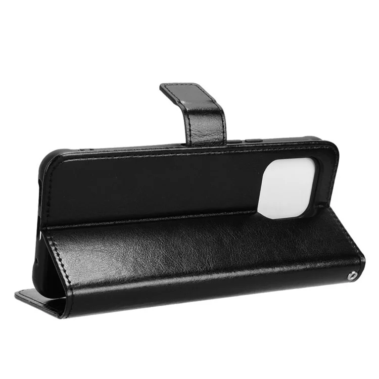 Für Umidigi G5 / G5A Hülle Crazy Horse Textur Stand Flip Handyhülle - Schwarz