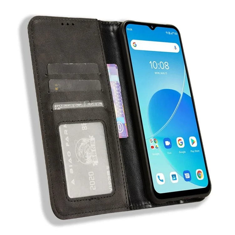 Чехол для Umidigi G5 Mecha, полная защита, ретро-дизайн, кошелек, черный
