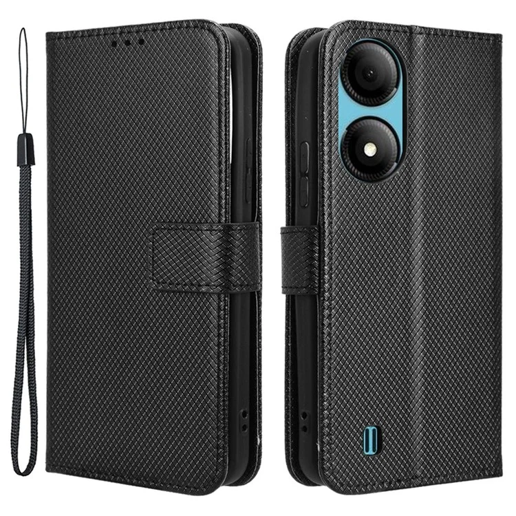 For ZTE Blade A33S Case PU Leather TPU Interior Protective Wallet Phone Cover - Black