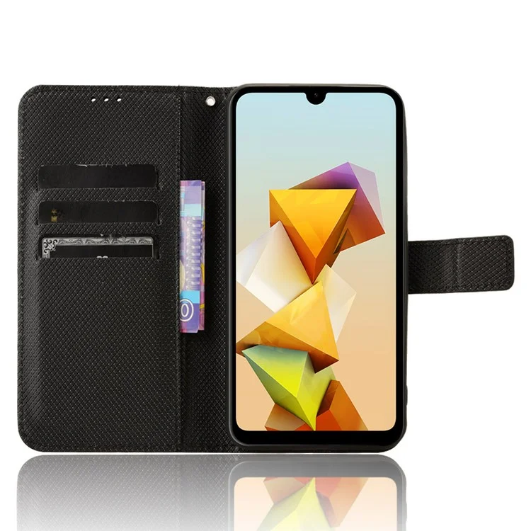 For ZTE Blade A33S Case PU Leather TPU Interior Protective Wallet Phone Cover - Black