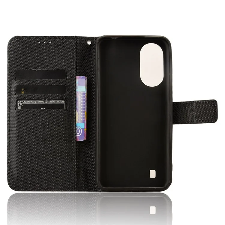 For ZTE Blade A33S Case PU Leather TPU Interior Protective Wallet Phone Cover - Black