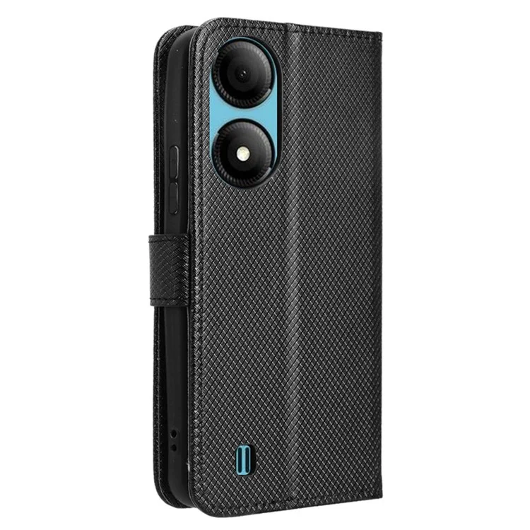 For ZTE Blade A33S Case PU Leather TPU Interior Protective Wallet Phone Cover - Black