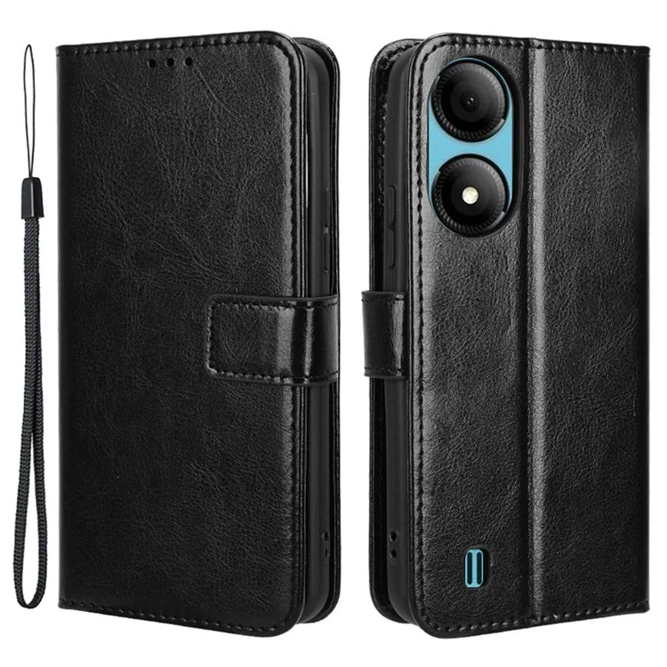 For ZTE Blade A33S Case Magnetic Clasp Leather Phone Wallet Cover - Black