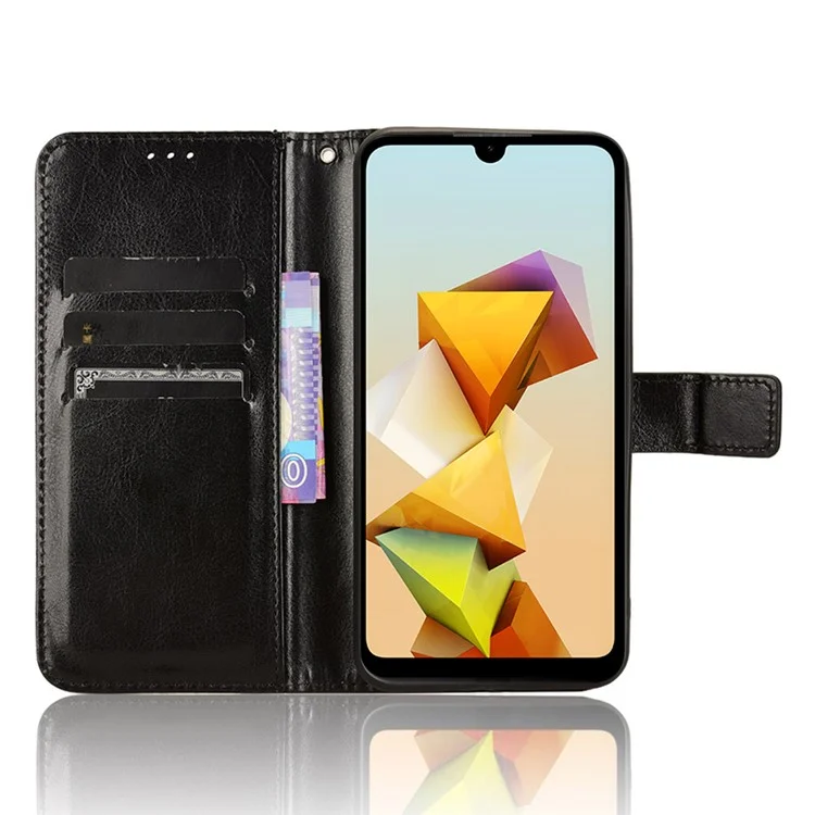 For ZTE Blade A33S Case Magnetic Clasp Leather Phone Wallet Cover - Black