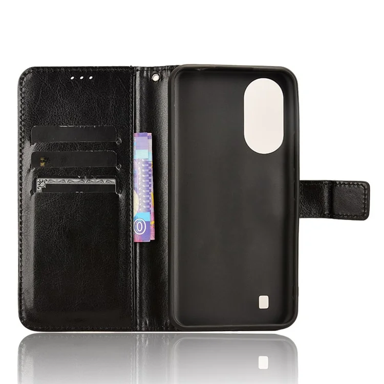 For ZTE Blade A33S Case Magnetic Clasp Leather Phone Wallet Cover - Black