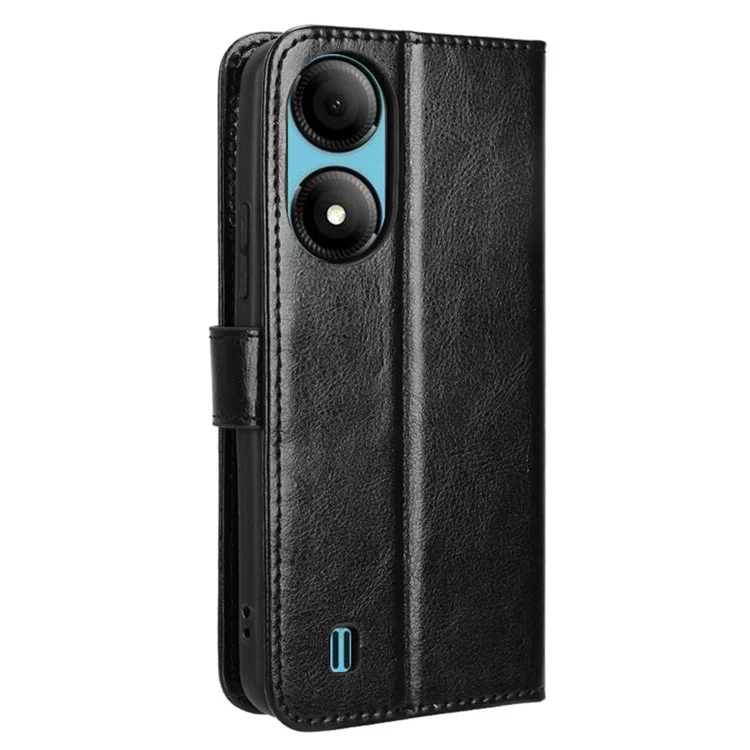 For ZTE Blade A33S Case Magnetic Clasp Leather Phone Wallet Cover - Black