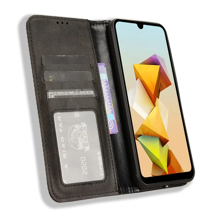 Pour ZTE Blade A33S Étui en cuir Debout Rétro Housse de téléphone - Noir