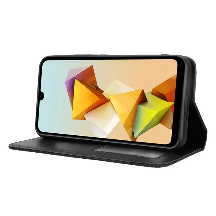 Pour ZTE Blade A33S Étui en cuir Debout Rétro Housse de téléphone - Noir