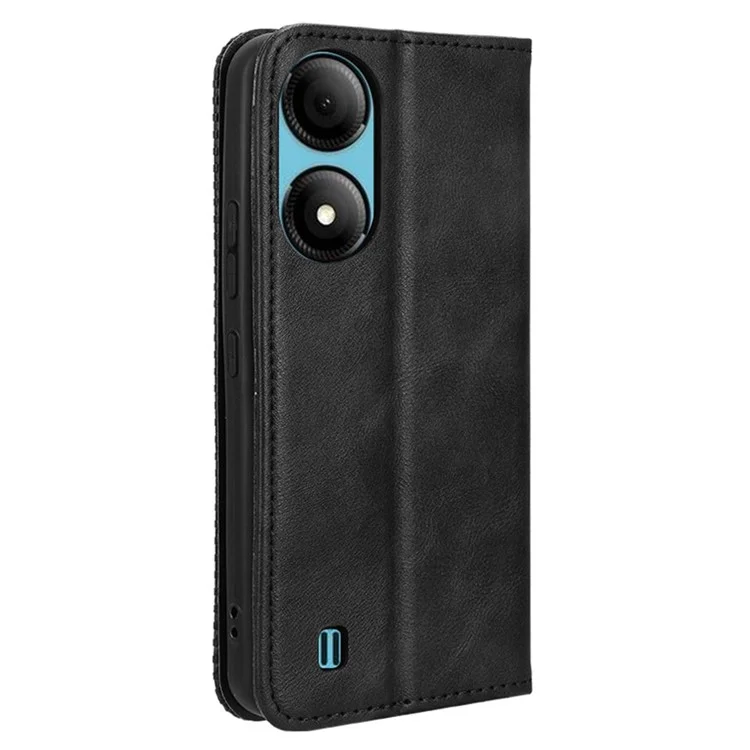 Pour ZTE Blade A33S Étui en cuir Debout Rétro Housse de téléphone - Noir