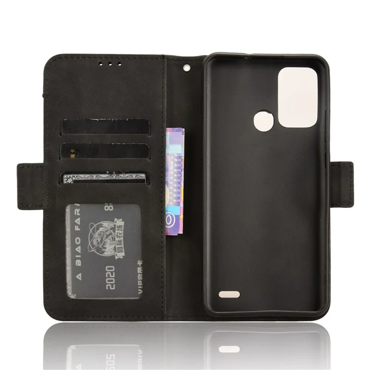 For ZTE Blade A53 Pro Case Anti-scratch PU Leather Phone Protector with Wallet Stand - Black