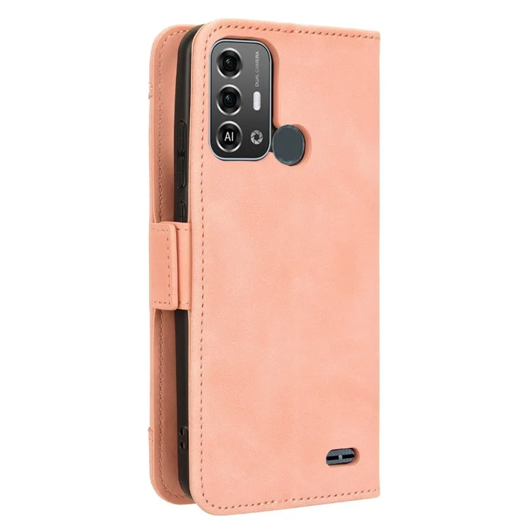 For ZTE Blade A53 Pro Case Anti-scratch PU Leather Phone Protector with Wallet Stand - Pink