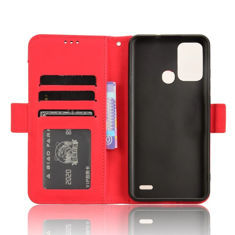 For ZTE Blade A53 Pro Case Anti-scratch PU Leather Phone Protector with Wallet Stand - Red