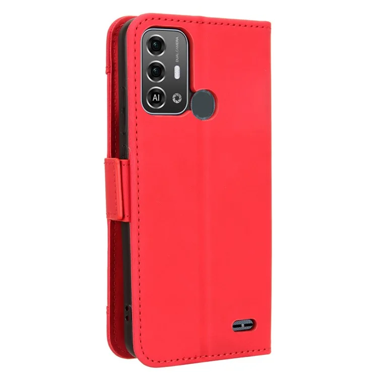 For ZTE Blade A53 Pro Case Anti-scratch PU Leather Phone Protector with Wallet Stand - Red